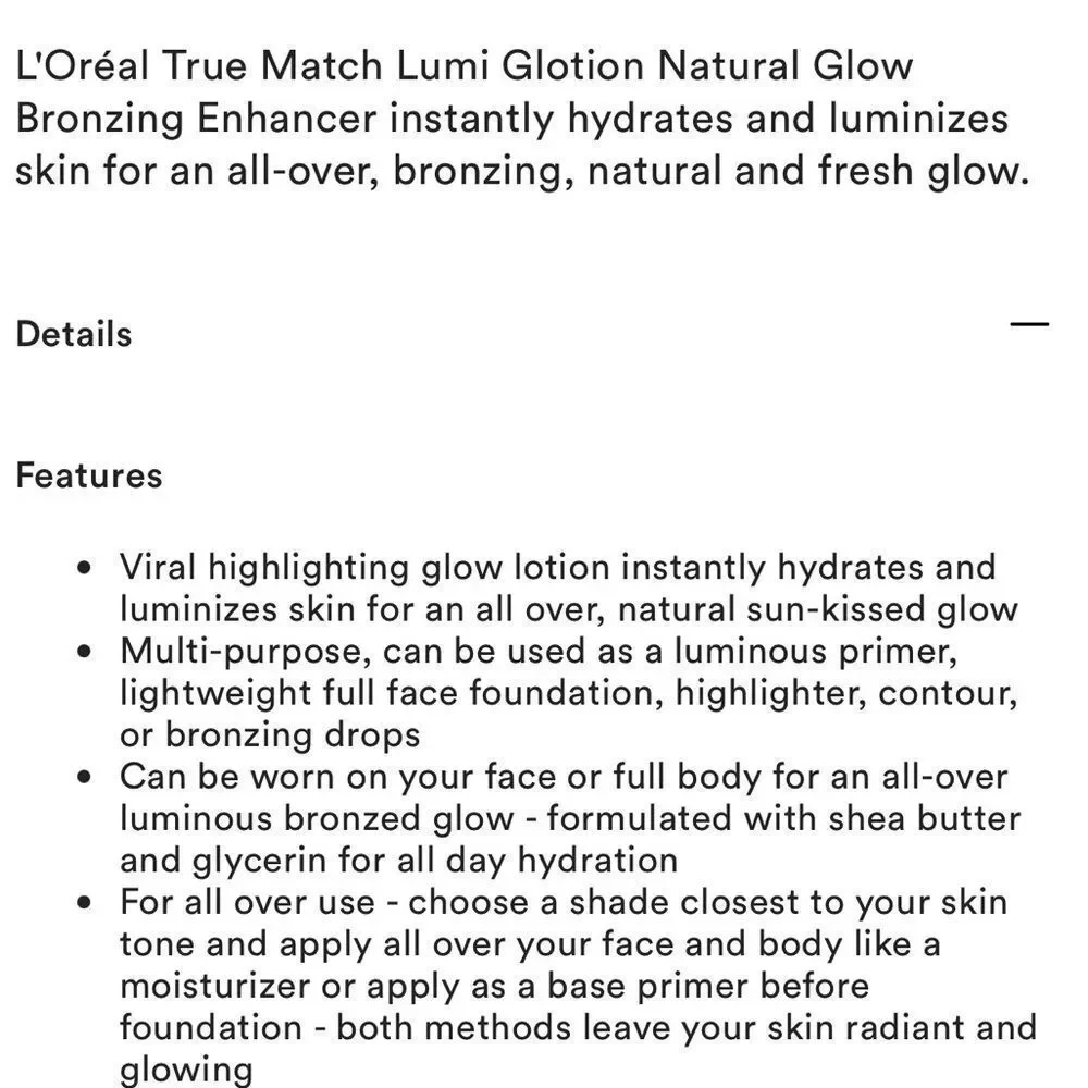🦋 L'Oreal Lumi Glotion Radiant Bronze 905 Rich New Full Size